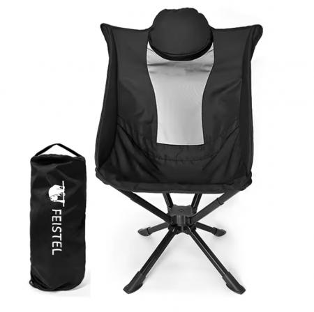 Komfortabel lettvekts 360° rotasjon campingstol med pute 