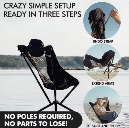 Komfortabel lett 360° rotasjon campingstol med pute 