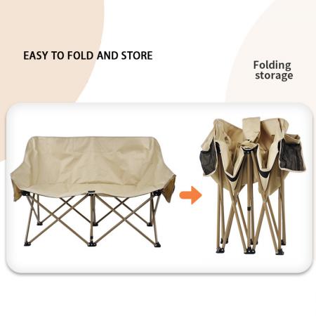 Lav MOQ dobbeltseter utendørs lett folding strand camping bærbar fiske stol med nettveske 