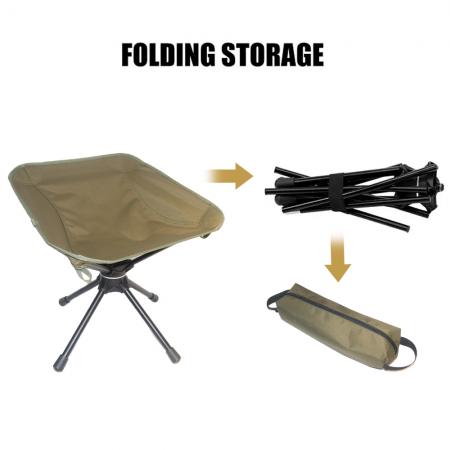 Ultralett bærbar utendørs strandcamping 360° svingstol svingbar bærbar fiskekrakk