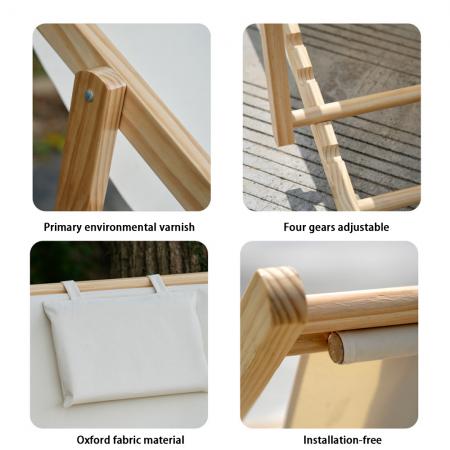 Sammenleggbar lenestol i tre for camping, sammenleggbar strandstol 