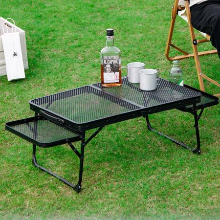 Moderne camping metallnett utendørs sammenleggbart bord lett jern grillbord