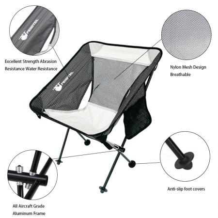 Tilpasset sammenleggbar strandstol med sidelommer, pakkebare campingstoler 