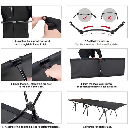 Engros turutstyr Reiseseng Justerbar høyde Sammenleggbar campingseng 