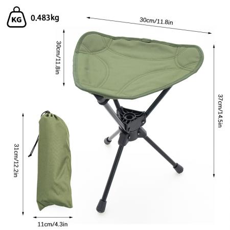 Lett aluminiumslegering metallkrakk Oxford-stoff 360° svingbar utendørs campingkrakk 