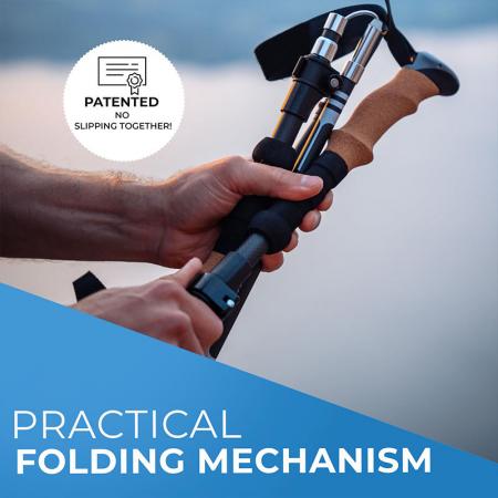 Sammenleggbare lettvekts 7075 turstaver i aluminium med korkgrep for voksne og barn 