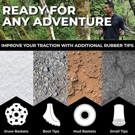 Turgåing Trekking Staver Sammenleggbare Lette Fotturer Vandre Løpestaver med naturlige korkgrep Fliplåser med bæreveske 