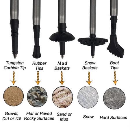 Tilpassede 5-seksjoners 7075-turstaver i aluminium med fly, sammenleggbare turstaver med korkhåndtak, OEM-alternativ 
