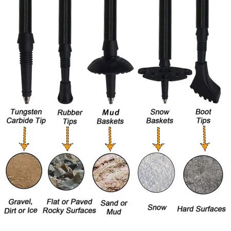 Ultralett 6061 aluminiumslegering 5-seksjoners sammenleggbar EVA-håndtak turstang moderne justerbar utendørs turstang 