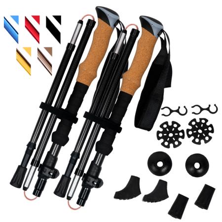 Aluminiumslegering Folding Cane Cork Grips Justerbar Klatrestokk Med Gummi Tipped Vandringstang 