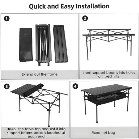 Bærbart utendørs camping justerbart aluminium strand sammenleggbart piknikbord tilpasset engros 
