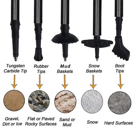 Aluminiumslegering Folding Cane Cork Grips Justerbar Klatrestokk Med Gummi Tipped Vandringstang 