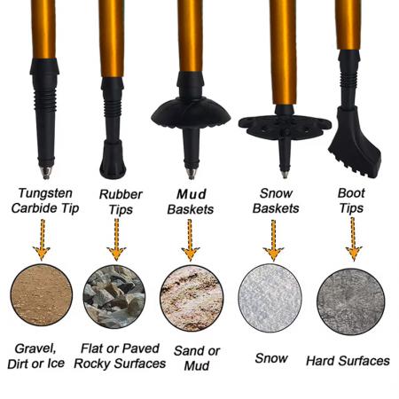 1 par sammenleggbare, nordiske, uttrekkbare, sammenleggbare aluminiumsstaver med 5 underseksjoner 