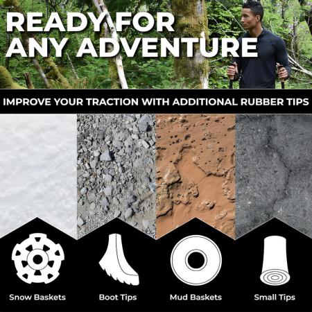 Justerbare turstaver med hurtiglås Lett sammenleggbar slitesterk turstav i 7075 aluminium