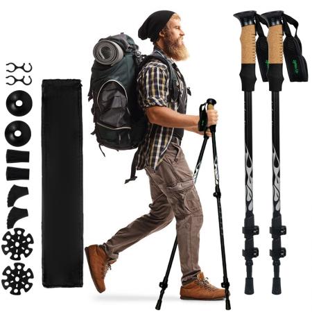 Direktesalg fra fabrikken av teleskopiske turstaver i aluminiumslegering med høy styrke, egnet for fjellklatring og fotturer