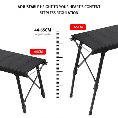 Utendørs justerbar høyde lettvekts aluminium sammenleggbart X-formet IGT campingbord 