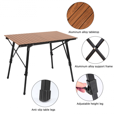 Ultralett sammenleggbart strandbord med bæreveske utendørs reise matlaging piknik campingbord