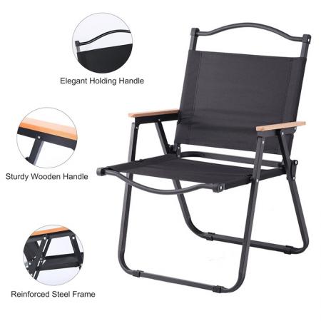 Utendørs camping lettvekts moderne design sammenleggbar treramme Kermit-stol 