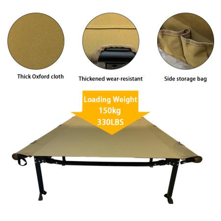 Tilpasset sammenleggbar campingseng utendørs bærbare aluminiums campingsenger for voksne med sidelommer