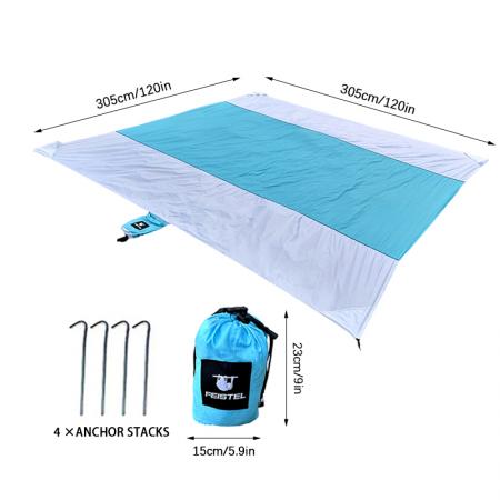 Familiepakke Bærbar Piknikmatte 100 % Nylon Campingmatte Sandfri Kompakt Utendørs Strandteppe 