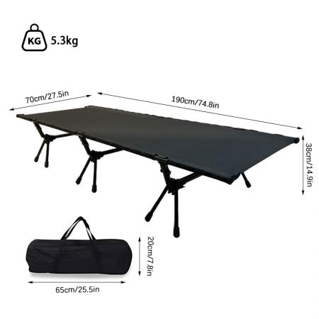 Ultralett aluminiumslegering utendørs sammenleggbar enkeltseng moderne Oxford bærbar montering campingseng