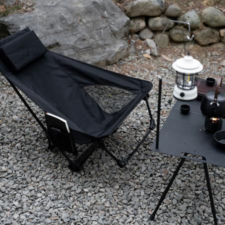 Utendørs camping Lett campingstol med høy rygg Bærbar utendørs sammenleggbar stol med nakkestøtte