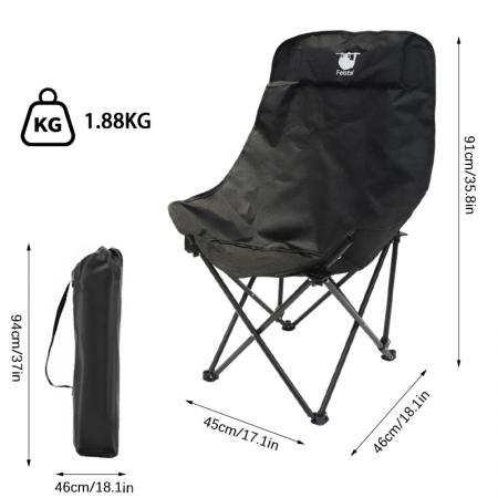 Camping Høy Rygg Stor Størrelse Månestol Komfortabel Sammenleggbar Utendørs Lazy Lounge Chair