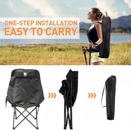 Camping Høy Rygg Stor Størrelse Månestol Komfortabel Sammenleggbar Utendørs Lazy Lounge Chair