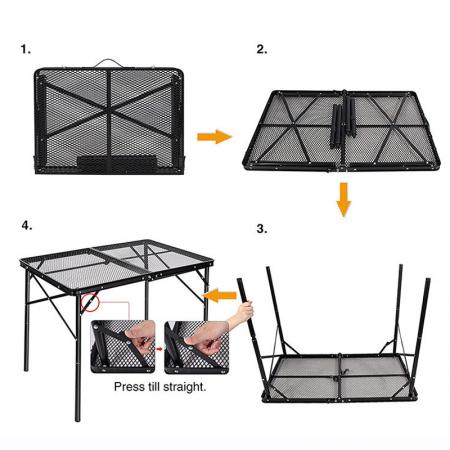 Bærbart sammenleggbart bord med høydejusterbare ben, grillbord for utendørs camping
