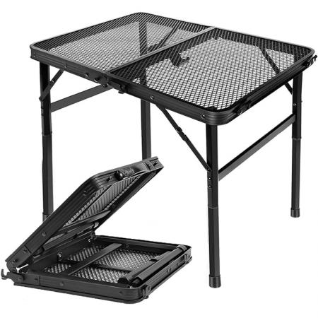 Bærbart sammenleggbart bord med høydejusterbare ben, grillbord for utendørs camping