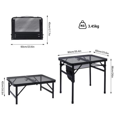 Utendørs sammenleggbart campingbord i aluminium med bærbart grillbord i nettingplate OEM ODM