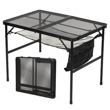 Utendørs sammenleggbart campingbord i aluminium med bærbart grillbord i nettingplate OEM ODM
