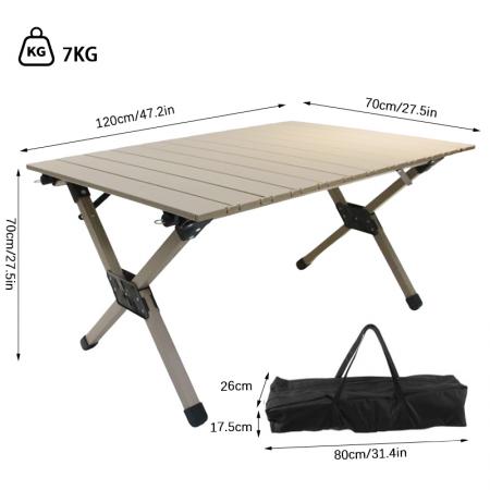 Egg roll-bord Massivt aluminium 7075 sammenleggbart bord Selvkjørende campingvogn 