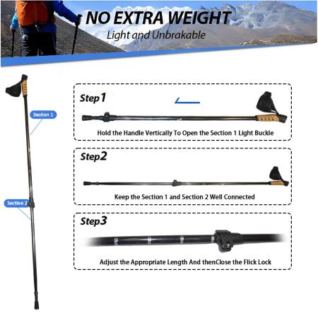 Karbon Løping Alpenstock Ultralett Enkel Sammenleggbar Sport Fotturer Langrenn Trekkingstav Klatrestav