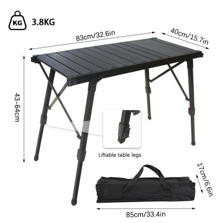 Bærbart ultralett sammenleggbart eggrullbord i aluminiumslegering, multifunksjonelt IGT-campingbord 