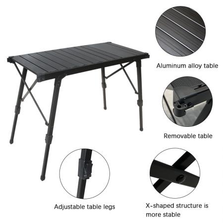 Bærbart ultralett sammenleggbart eggrullbord i aluminiumslegering, multifunksjonelt IGT-campingbord 