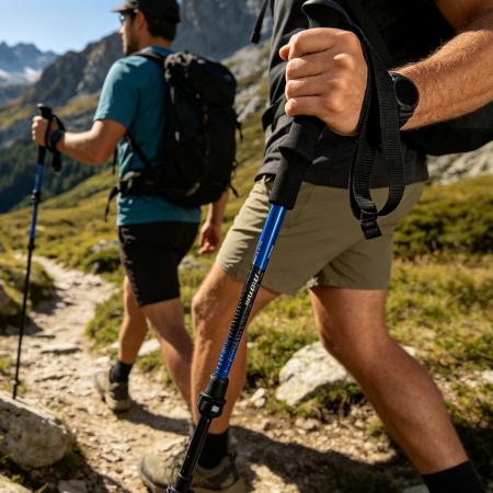 Ultralette sett unisex karbonfjellstaver med EVA-håndtak sammenleggbart bærbart klatreutstyr 