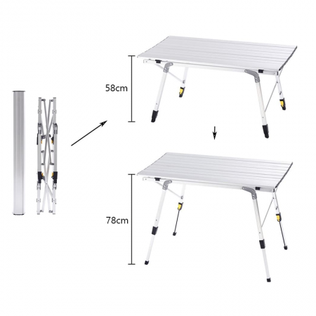 Aluminium campingbord Bærbart justerbart piknik camping sammenleggbart utebord