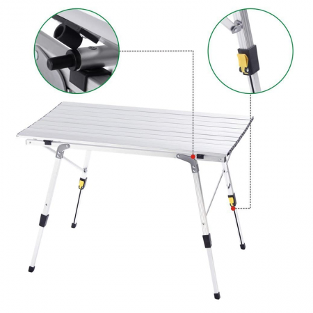 Aluminium campingbord Bærbart justerbart piknik camping sammenleggbart utebord