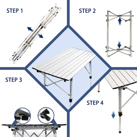 Aluminium campingbord Bærbart justerbart piknik camping sammenleggbart utebord
