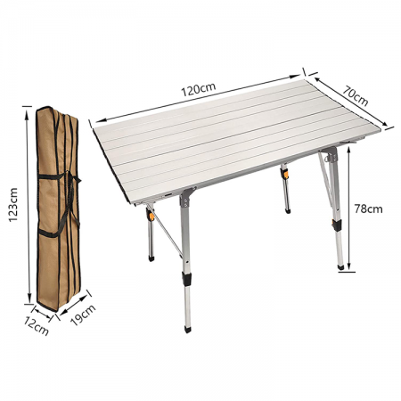 Aluminium campingbord Bærbart justerbart piknik camping sammenleggbart utebord