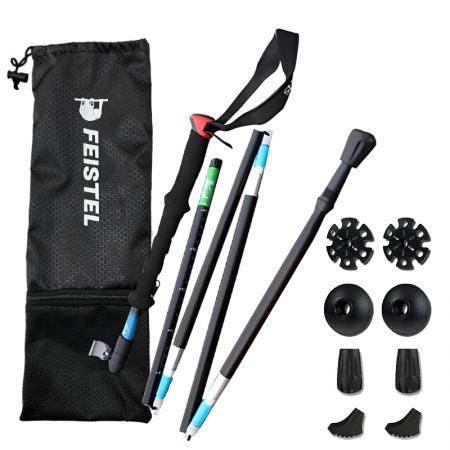 amazon hot selling OEM engros ultralett justerbar aluminium klatring turstaver karbon trekking stang