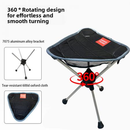 Utendørs camping fottur høy bærbar stål 600D Oxford-stoff sammenleggbar tripod-krakk
