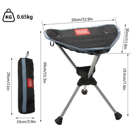 Utendørs camping fottur høy bærbar stål 600D Oxford-stoff sammenleggbar tripod-krakk