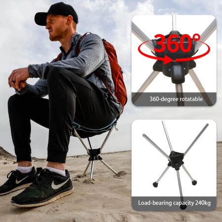 Utendørs camping fottur høy bærbar stål 600D Oxford-stoff sammenleggbar tripod-krakk