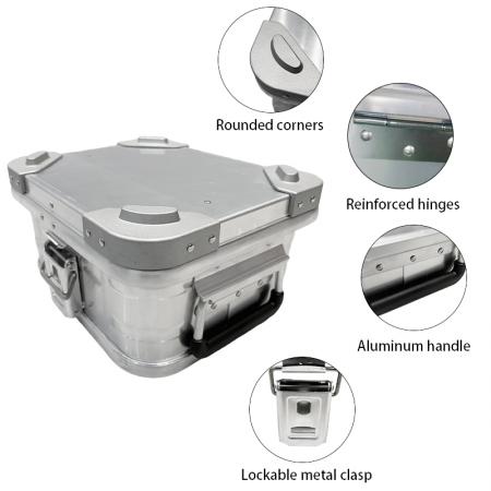 Kraftig vanntett støvtett beskyttende hard koffert i aluminium for camping, forseglende oppbevaringsboks i metall, oppbevaringsboks i metall 