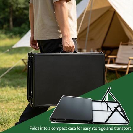 Ny firkantet turgrill for utendørs BBQ campingbord i metall og aluminium, sammenleggbart svart strandbord