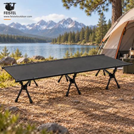 Lett sammenleggbar campingseng – bærbar 7075 aluminiums-campingseng, 600D oxford, 190 × 65 × 38 cm, 120 kg kapasitet 