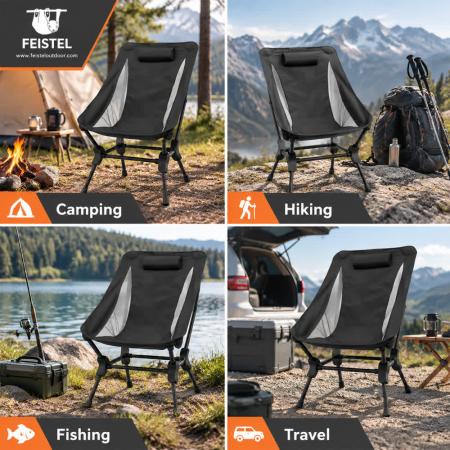 Sammenleggbar campingstol med bæreveske – 1,55 kg aluminium 
