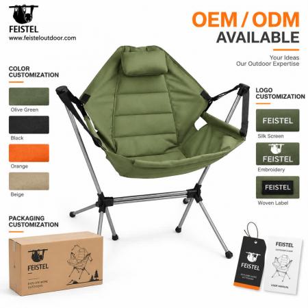 Sammenleggbar tur-gyngestol – 7075 aluminium utendørs gyngestol, 600D polyester, 4 kg 